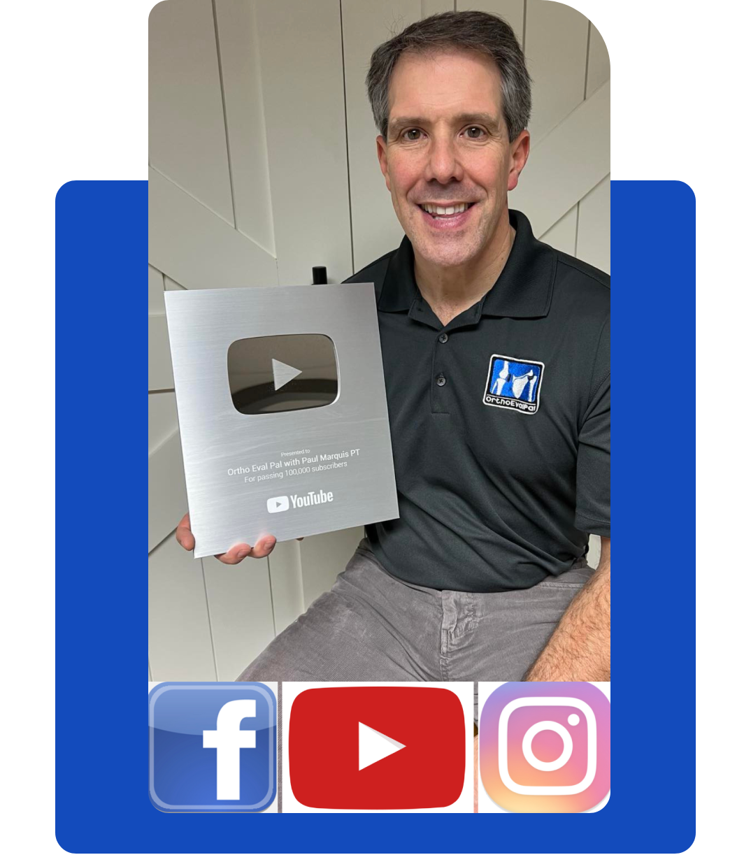 A man holding up a youtube box in front of a camera.